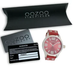 Oozoo Herren Armbanduhr Timepieces Analog Leder rot UOC1009A