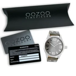 Oozoo Herren Armbanduhr Timepieces Analog Leder grau UOC1057A