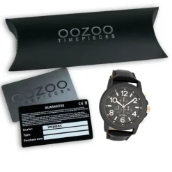 Oozoo Herren Armbanduhr Timepieces Analog Leder schwarz UOC6064A