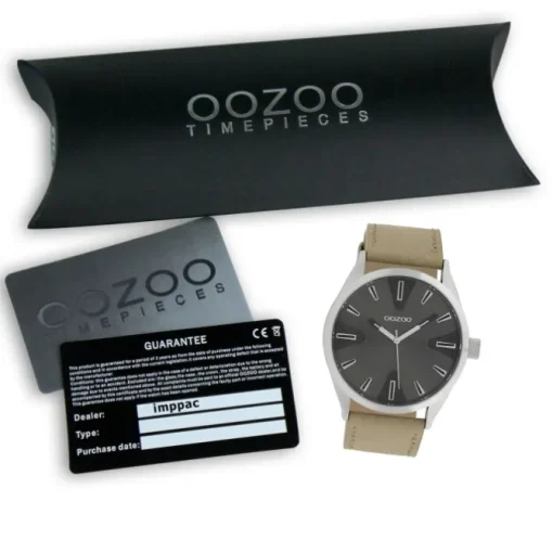Oozoo Herren Armbanduhr Timepieces Analog Leder dunkelgrau UOC10021