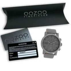 Oozoo Herren Armbanduhr Timepieces Analog Leder dunkelgrau UOC11312