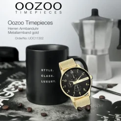 Oozoo Herren Armbanduhr Timepieces Analog Metall gold UOC11302