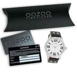 Oozoo Herren Armbanduhr Timepieces Analog Leder schwarz UOC1053A