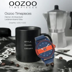 Oozoo Herren Armbanduhr Timepieces Analog Leder blau UOC11232