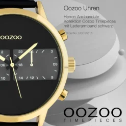 Oozoo Herren Armbanduhr Timepieces C10516 Analog Leder schwarz UOC10516