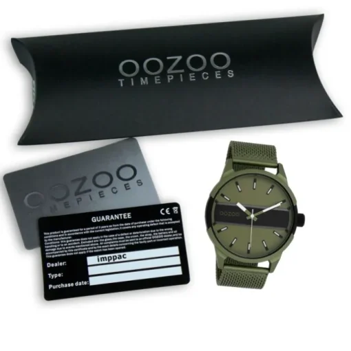 Oozoo Herren Armbanduhr Timepieces Analog Metall Mesh olive grün UOC11107