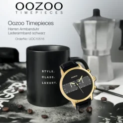 Oozoo Herren Armbanduhr Timepieces C10516 Analog Leder schwarz UOC10516