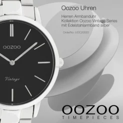 Oozoo Herren Armbanduhr Ultra Slim C20022 Analog Edelstahl silber UOC20022