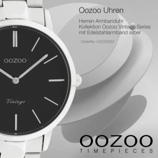 Oozoo Herren Armbanduhr Ultra Slim C20022 Analog Edelstahl silber UOC20022