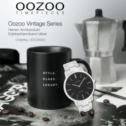 Oozoo Herren Armbanduhr Ultra Slim C20022 Analog Edelstahl silber UOC20022