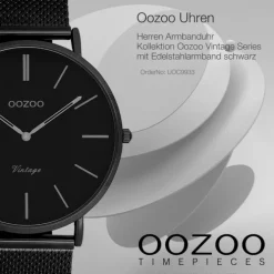 Oozoo Herren Armbanduhr Ultra Slim C9933 Quarz Stahl schwarz UOC9933