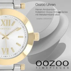 Oozoo Herren Armbanduhr Vintage Series Analog Metall silber UOC5751A