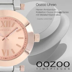 Oozoo Herren Armbanduhr Vintage Series Analog Metall silber UOC5752A