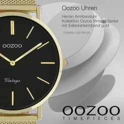 Oozoo Herren Armbanduhr Vintage Series C9912A Analog Edelstahl gold UOC9912A