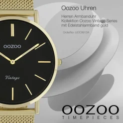 Oozoo Herren Armbanduhr Vintage Series C9913A Analog Edelstahl gold UOC9913A
