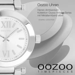 Oozoo Herren Armbanduhr Vintage Series Analog Metall silber UOC5750A