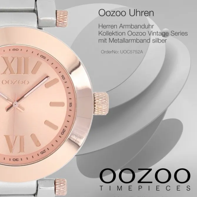 Oozoo Herren Armbanduhr Vintage Series Analog Metall silber UOC5752A