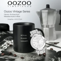 Oozoo Herren Armbanduhr Vintage Series Analog Metall silber UOC5750A