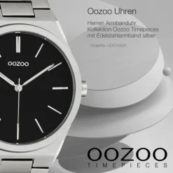 Oozoo Herren Damen Armbanduhr Timepieces C10521 Analog Edelstahl silber UOC10521