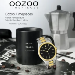 Oozoo Herren Damen Armbanduhr Timepieces C10522 Edelstahl silber gold UOC10522