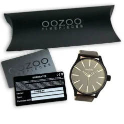 Oozoo Herren-Armbanduhr XL Timepieces Mineralglas Quarz Leder braun UOC7863