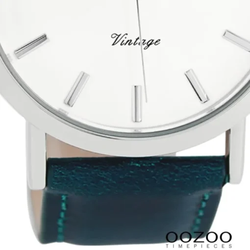 Oozoo Herren-Uhr Ultra Slim Quarzuhr Leder-Armband petrol grün UOC8116