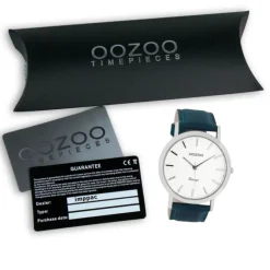 Oozoo Herren-Uhr Ultra Slim Quarzuhr Leder-Armband petrol grün UOC8116