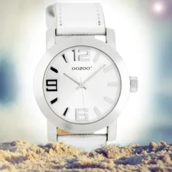 Oozoo Kinder Jugend Armbanduhr JR200 Analog Leder silber UOJR200
