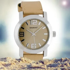 Oozoo Kinder Jugend Armbanduhr JR201 Analog Leder braun beige UOJR201