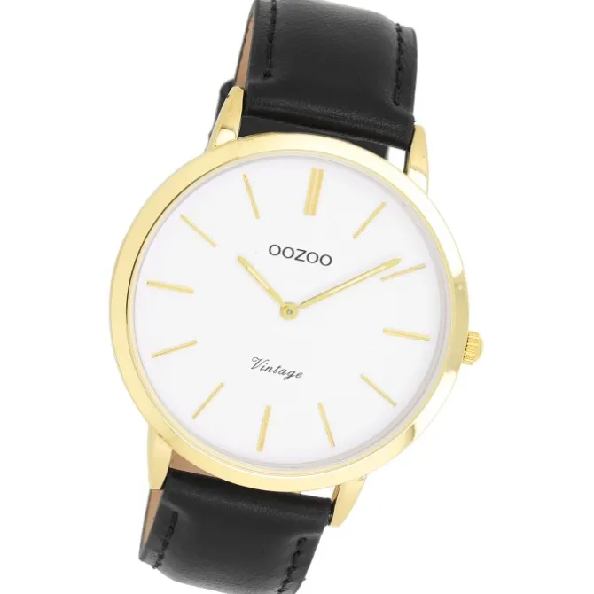 Oozoo Unisex Armbanduhr OOZOO Vintage Series Analog Leder schwarz UOC20386