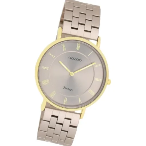 Oozoo Unisex Armbanduhr OOZOO Vintage Analog Edelstahl beige UOC20368