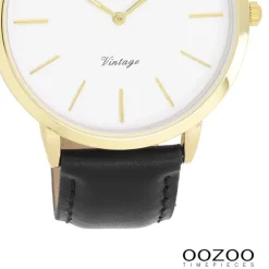 Oozoo Unisex Armbanduhr OOZOO Vintage Series Analog Leder schwarz UOC20386