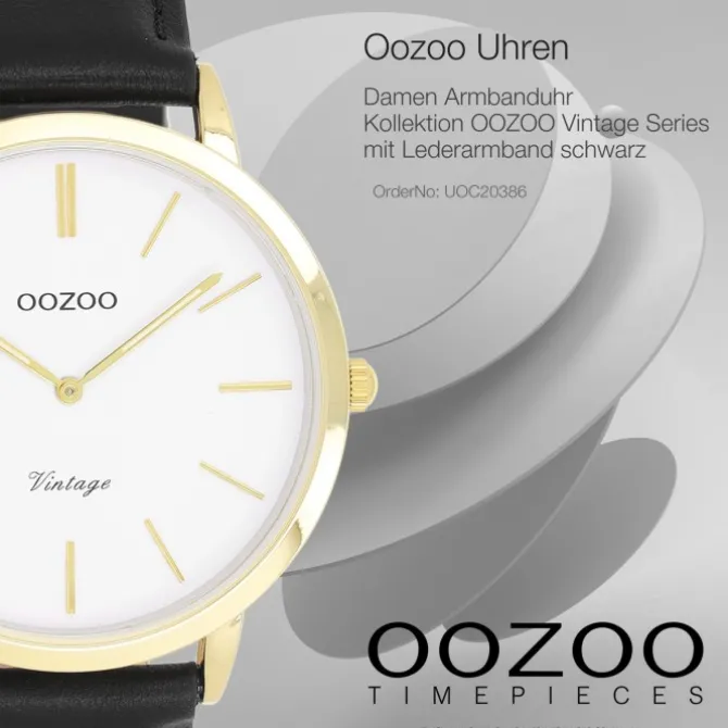 Oozoo Unisex Armbanduhr OOZOO Vintage Series Analog Leder schwarz UOC20386