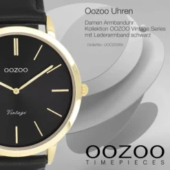 Oozoo Unisex Armbanduhr OOZOO Vintage Series Analog Leder schwarz UOC20389