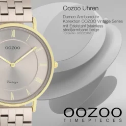 Oozoo Unisex Armbanduhr OOZOO Vintage Analog Edelstahl beige UOC20368