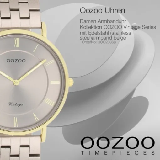 Oozoo Unisex Armbanduhr OOZOO Vintage Analog Edelstahl beige UOC20368