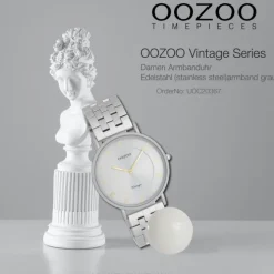 Oozoo Unisex Armbanduhr OOZOO Vintage Analog Edelstahl grau UOC20367