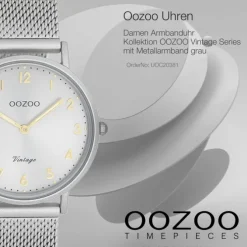 Oozoo Unisex Armbanduhr OOZOO Vintage Series Analog Metall grau UOC20381