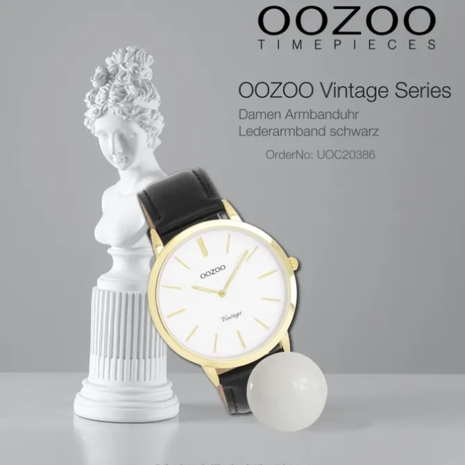 Oozoo Unisex Armbanduhr OOZOO Vintage Series Analog Leder schwarz UOC20386