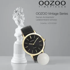 Oozoo Unisex Armbanduhr OOZOO Vintage Series Analog Leder schwarz UOC20389