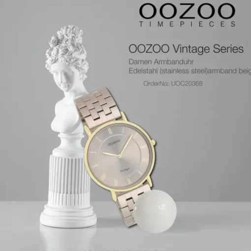 Oozoo Unisex Armbanduhr OOZOO Vintage Analog Edelstahl beige UOC20368