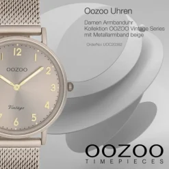 Oozoo Unisex Armbanduhr OOZOO Vintage Series Analog Metall beige UOC20382