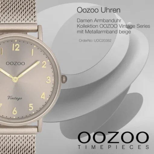Oozoo Unisex Armbanduhr OOZOO Vintage Series Analog Metall beige UOC20382