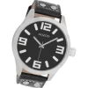 Oozoo Unisex Armbanduhr Timepieces Analog Leder schwarz silber UOC1004A