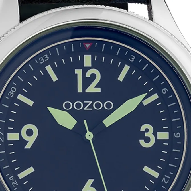 Oozoo Unisex Armbanduhr Timepieces Analog Leder blau camouflage UOC10350