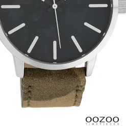 Oozoo Unisex Armbanduhr Timepieces Analog Leder camouflage dunkelgrün UOC10001