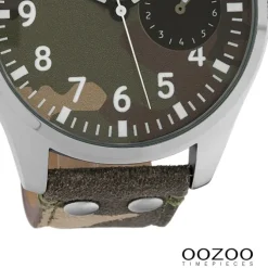 Oozoo Unisex Armbanduhr Timepieces Analog Leder camouflage grün UOC10326