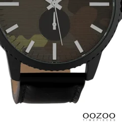 Oozoo Unisex Armbanduhr Timepieces Analog Leder schwarz UOC10334