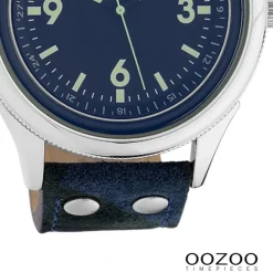 Oozoo Unisex Armbanduhr Timepieces Analog Leder blau camouflage UOC10350