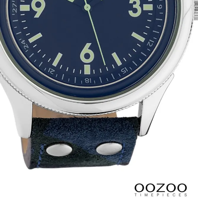 Oozoo Unisex Armbanduhr Timepieces Analog Leder blau camouflage UOC10350